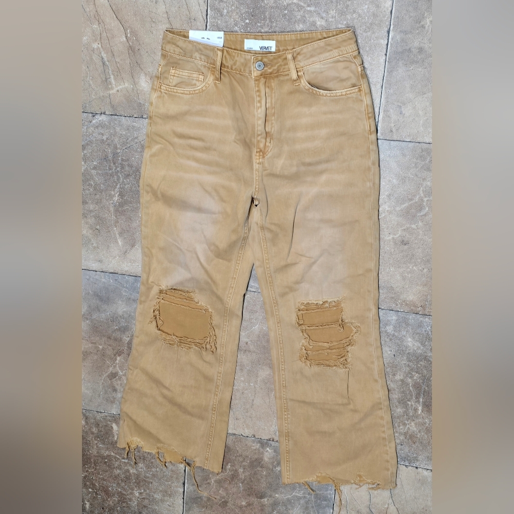 Vervet Flying By Monkey Leslie High Rise 90s Distressed Crop Flare Jeans - Picture 5 of 11